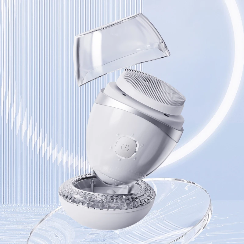 Customized Private Label 3 in 1 Dual Manual Electric Sonic Vibration Silicone Facial Cleaner Deep Cleaning Brush