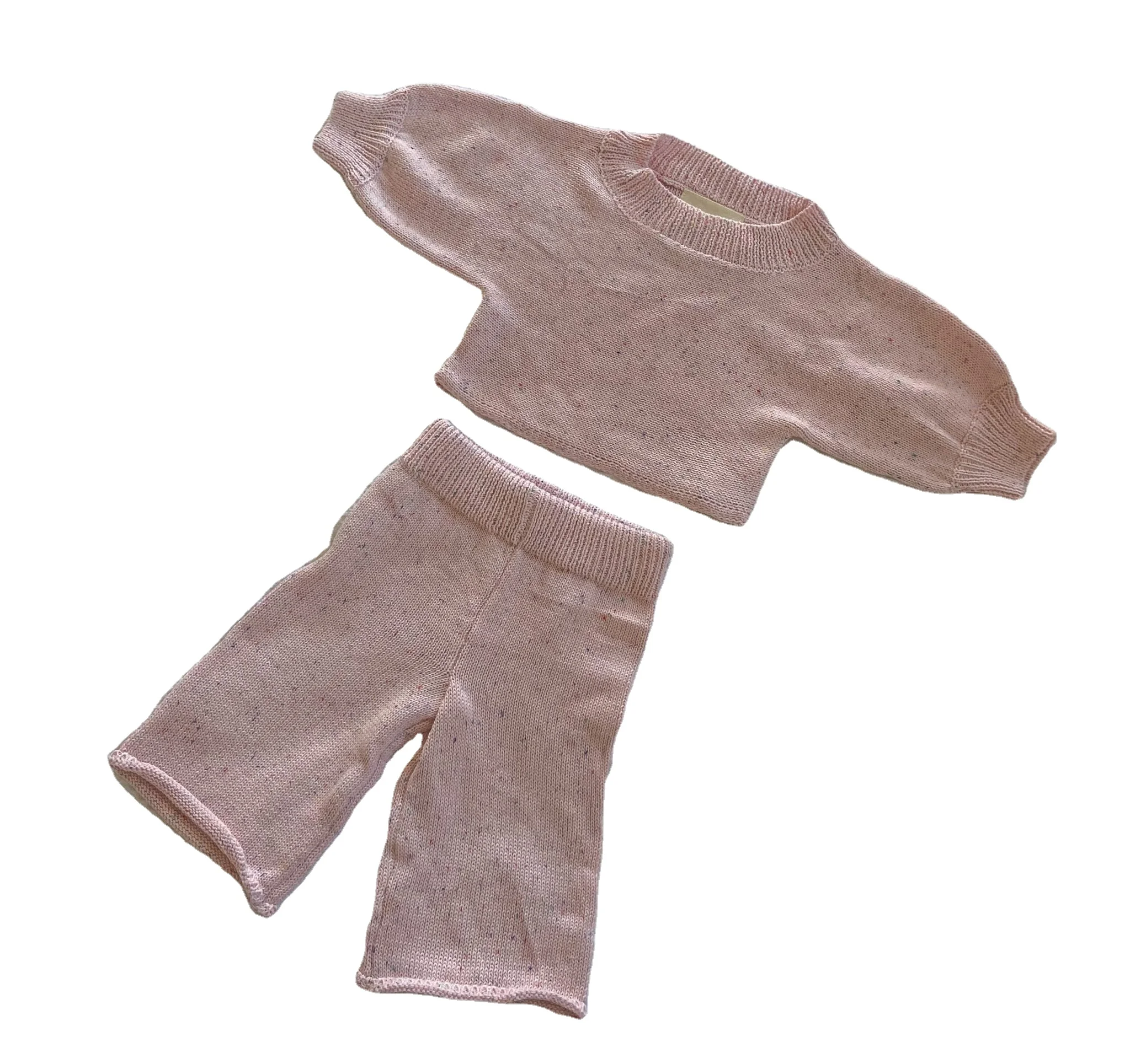 2023 Casual Spring Girls Sweater Speckled Knitting Kids Clothing Girls Clothing Sets Oversized Baby Knit