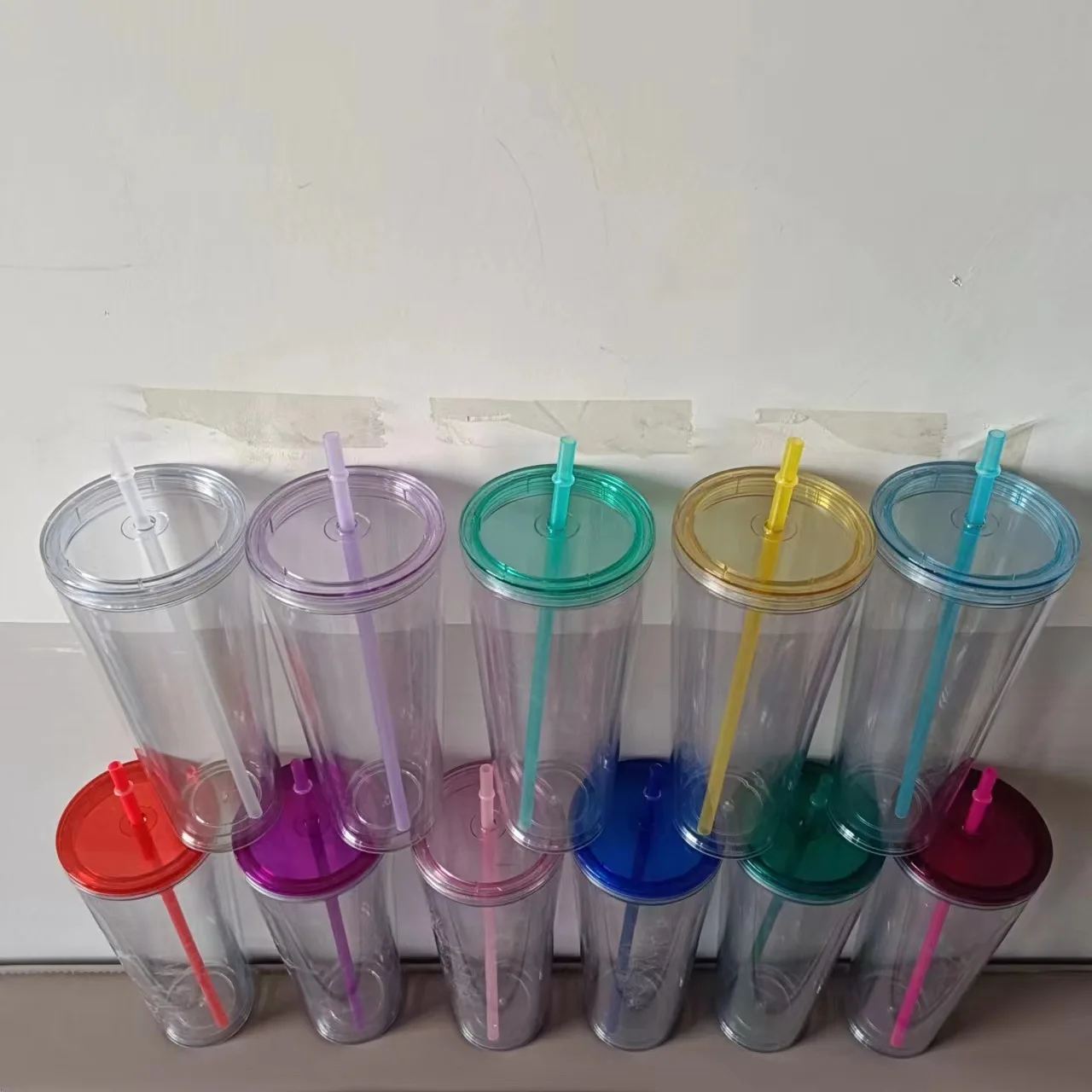 16oz transparent glitter tumbler clear snow globe tumbler double walled plastic cups with lids and straws