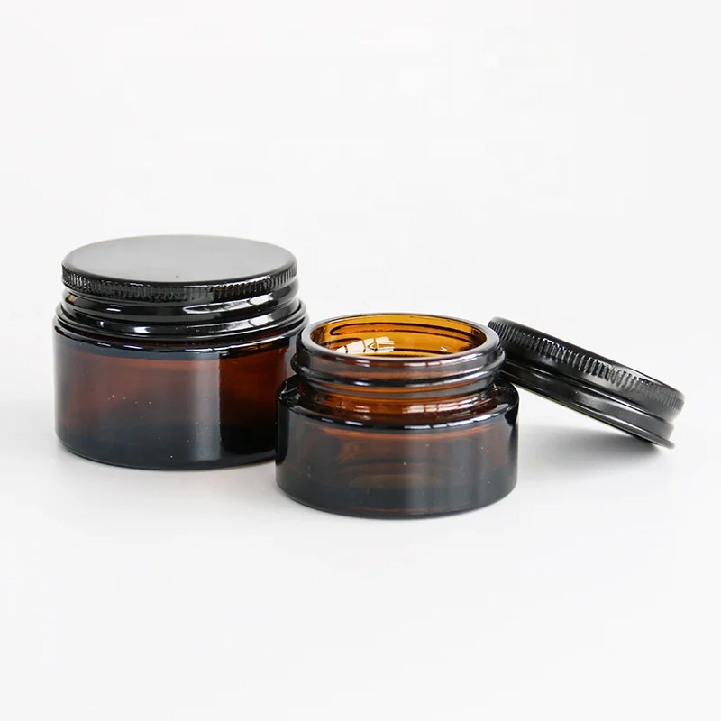 5ml 10ml 20ml 30ml 50ml 100ml Empty Amber Glass Containers Glass Cream Jars Refillable Cosmetic Vials for Lotion, Ointment