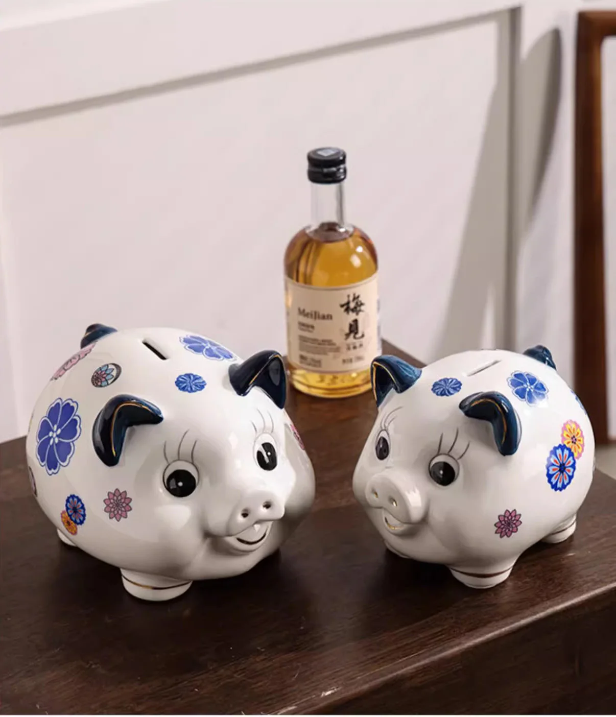 Large Cute Ceramic Colorful Painting Pig Coin Bank Money Box Porcelain Piggy Bank