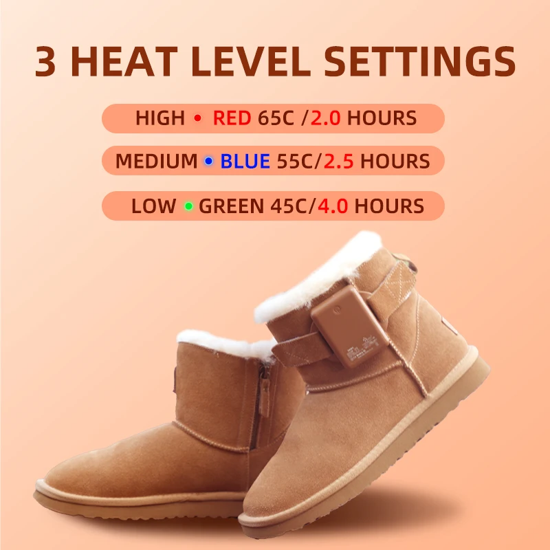 Winter Kids Men Women Rechargeable Electrically Battery Heated  Snow Thermal Warm Shoes Boots