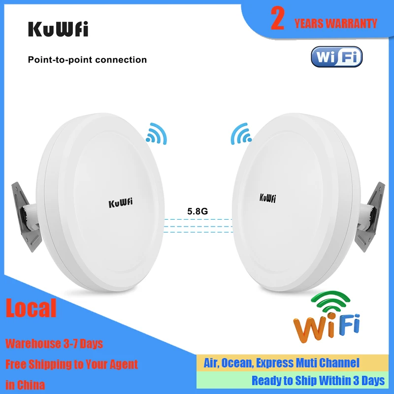 Высокоскоростной уличный Wi-Fi мост KuWFi 5 8g cpe лучшая направленная точка ethernet точка-точка wifi с двойным гигабитным портом poe