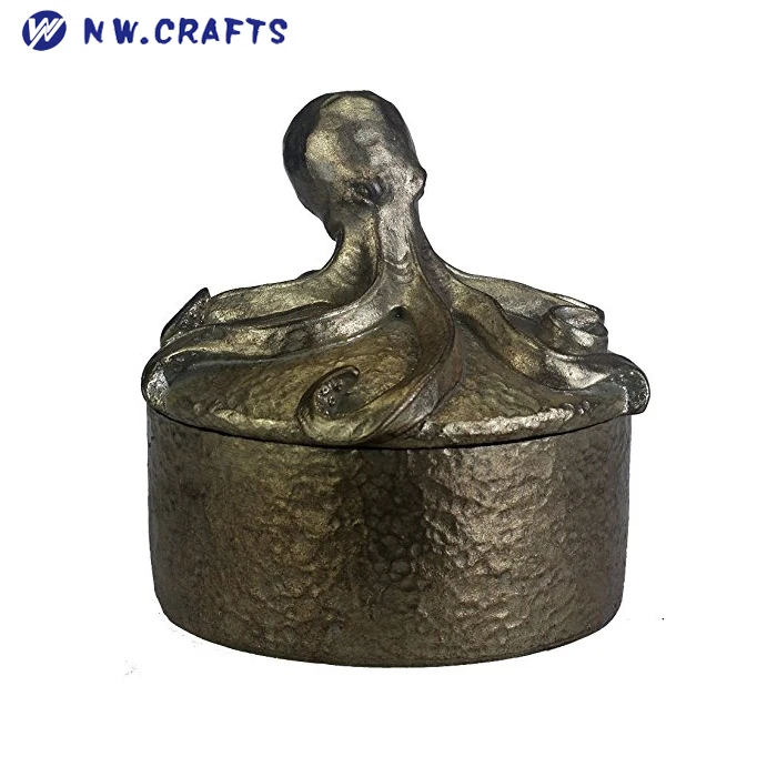 Resin Metallic Imitation Octopus Sculpture Keepsake Decorative Jewelry box Decoration