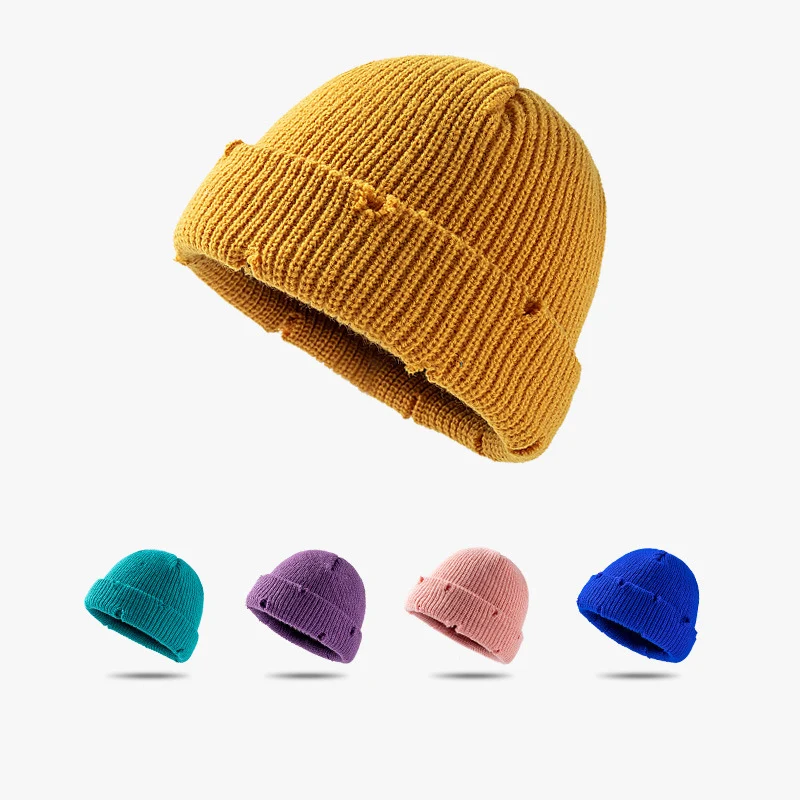 Wholesale Supplies Boys Girls Fashion Beanies Hats Custom Logo Plain Unisex 100% Acrylic Winter Knitted Beanie Cap
