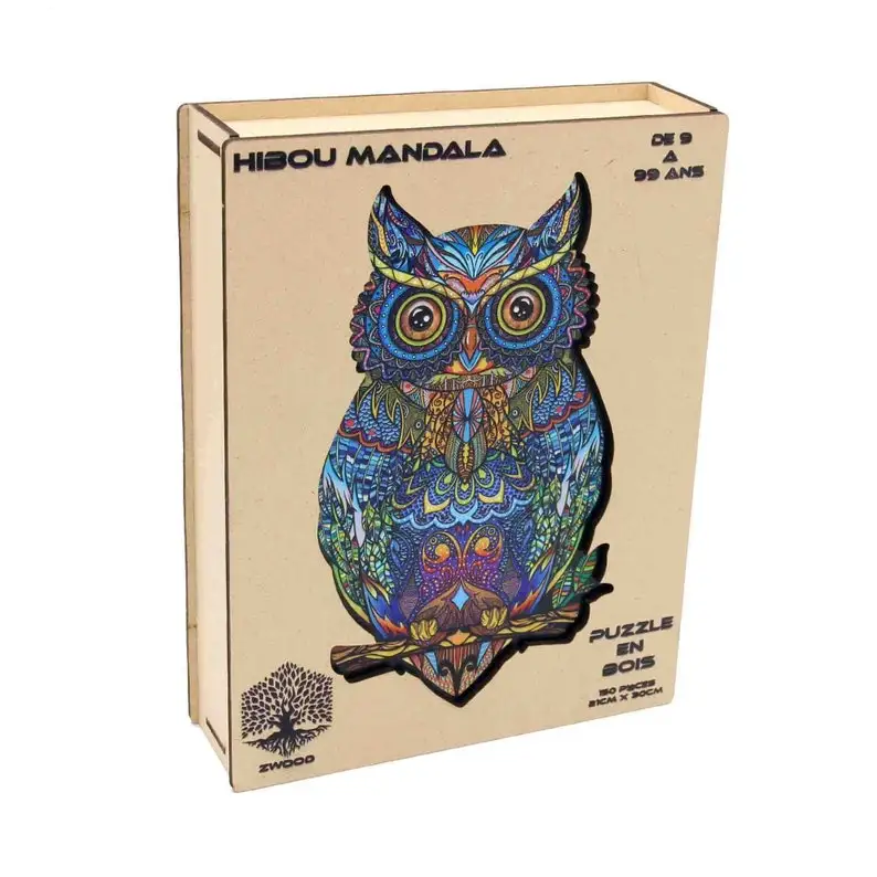 Customized Hight Quality decorative intellectual development Educational learning toys wooden animals adults OWL mandala Puzzle