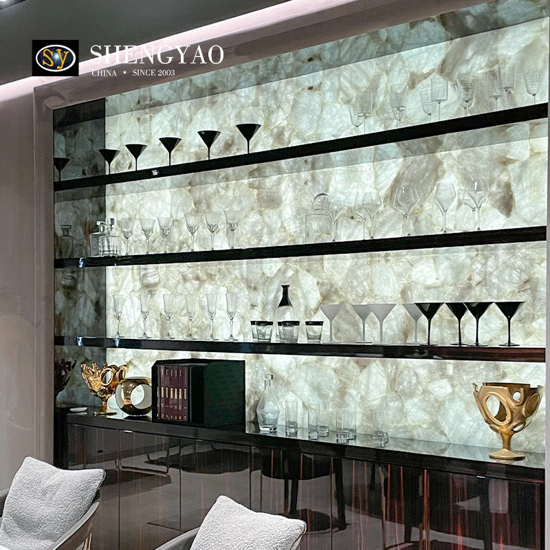 3200*1600*20mm Natural Large Size Semi Precious Stone Pure White Crystal Quartz Slabs