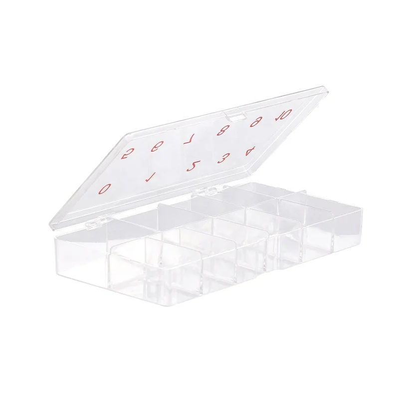 Clear 10 Compartment Plastic Box Nail Tip Art Diamonds Earrings Beads Storage Box Hot Selling Findings Storage Organizer