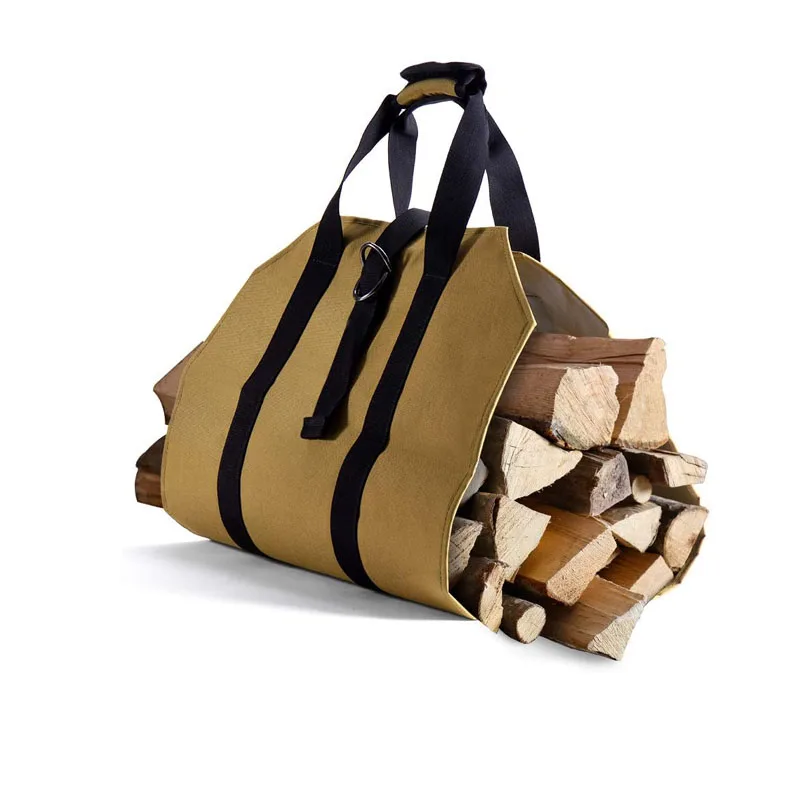 Heavy duty Firewood Storage Bag Canvas Wood Carrier Match Storage Pouch Portable Outdoor Camping Firewood Log Bags