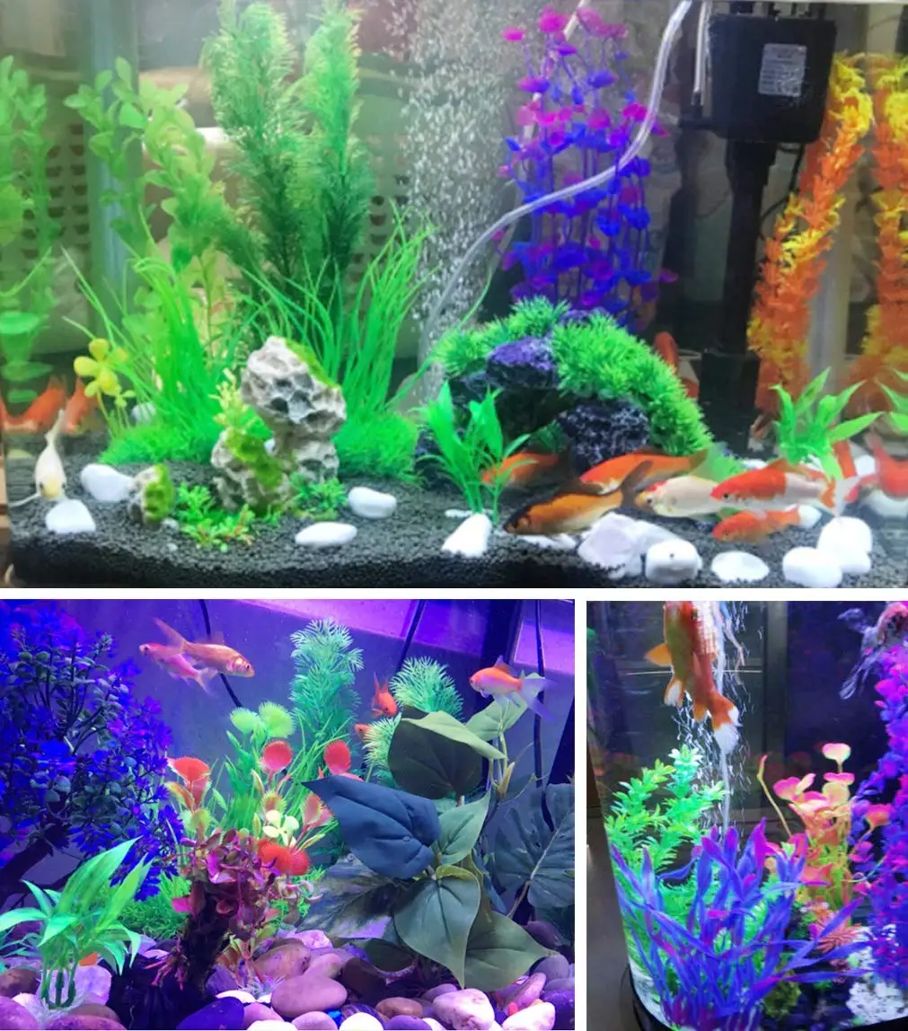 Artificial Fish Tank Decoration Artificial Aquatic Small Simulation Hydroponic Plastic  Aquarium Plants for Household and Office