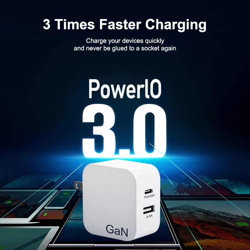 Быстрое зарядное устройство pd 65 Вт высокоскоростное двойное зарядное