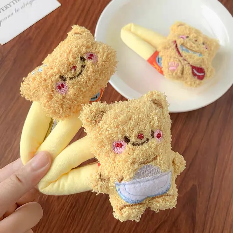 Jiamu New Winter Design Cartoon Yellow Plush Bear Hair Clips Accessories Female Big Size Cute Sweet Snap Hair Clips Wholesale