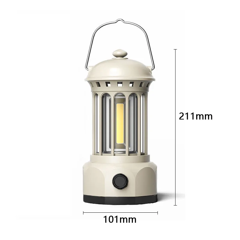 2024 USB Rechargeable Retro Vintage Camping Lantern LED Light Source Iron Body Portable Outdoor Tent Lamp for Emergency Use