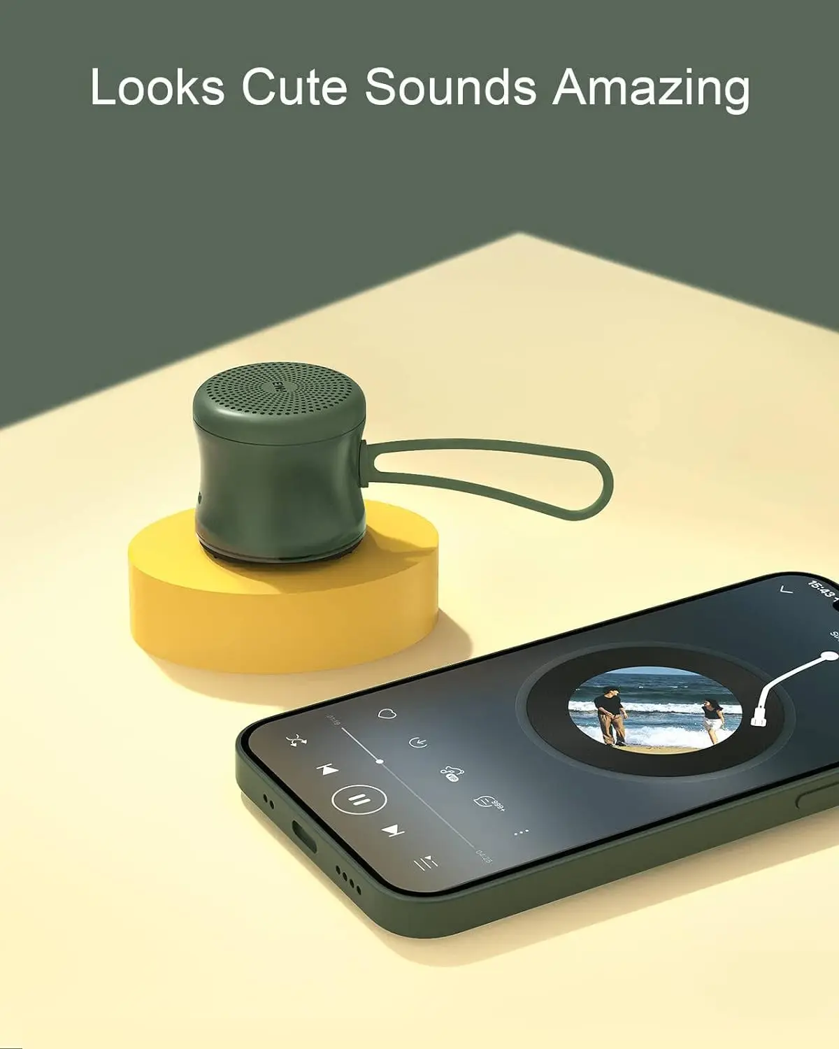 Mini Bluetooth Speaker with Lanyard, EWA A119 Tiny Powerful Cute Metal Wireless Portable Small Speaker with IPX7 Waterproof