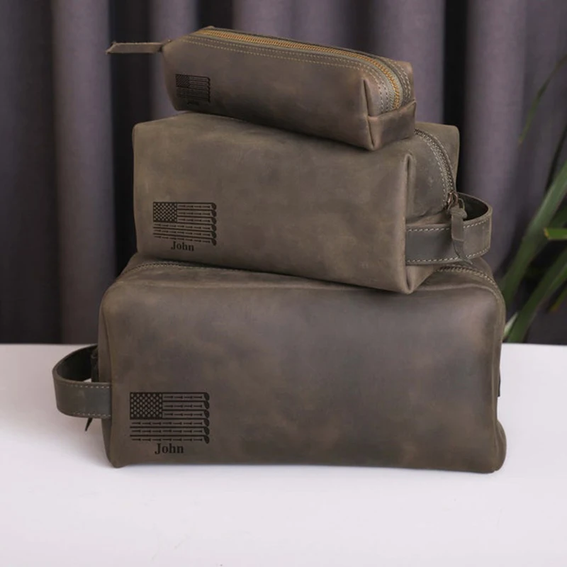 Unique Leather Golf Kit Bag Gift Golf Relate Ball Gift Bag With Zipper