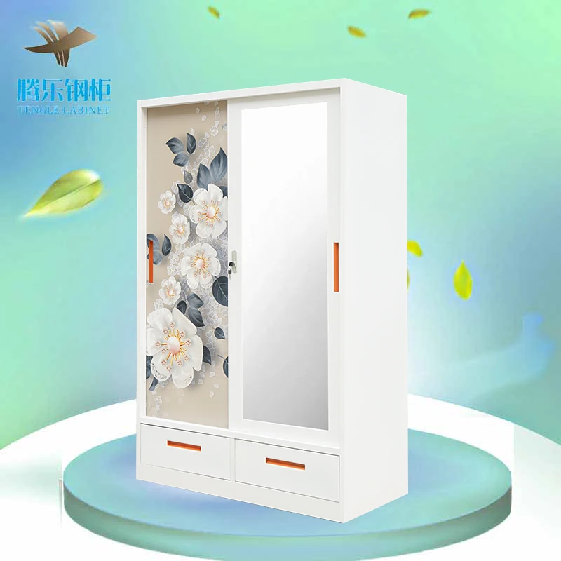 Armadio 2 ante almari kain besar cheap wardrobe cabinet white wardrobe iron custom steel bedroom amoires wardrobe with mirror