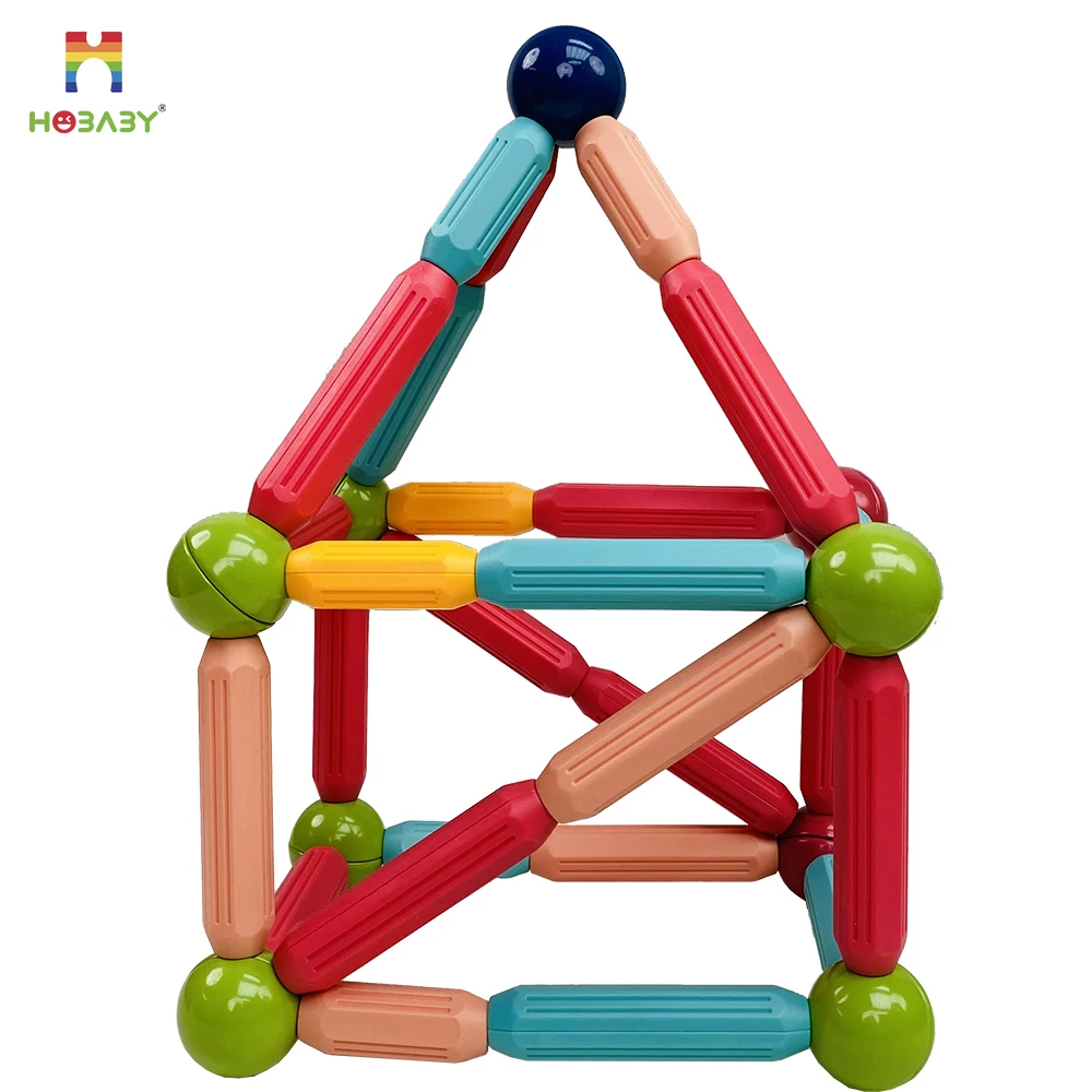 48pcs education 3D Colorful Plastic Magnetic Stick And Ball Toys For Kids
