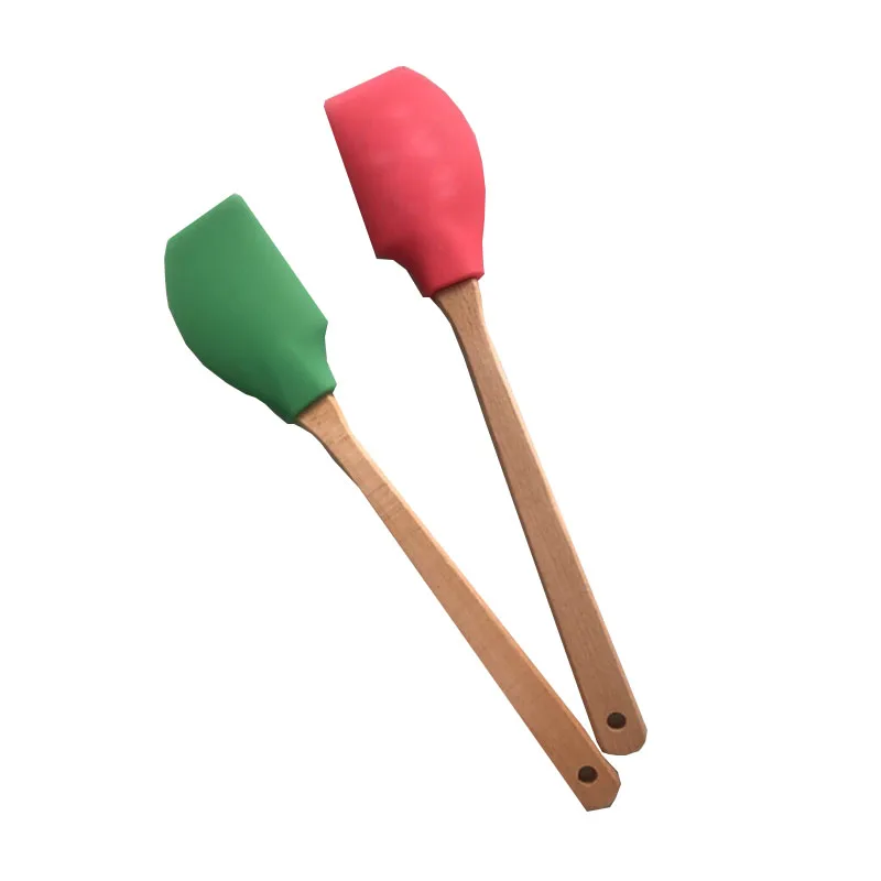 Popular Large Size Long Silicone Spatula With Wooden Handle Kitchen Baking Spatula