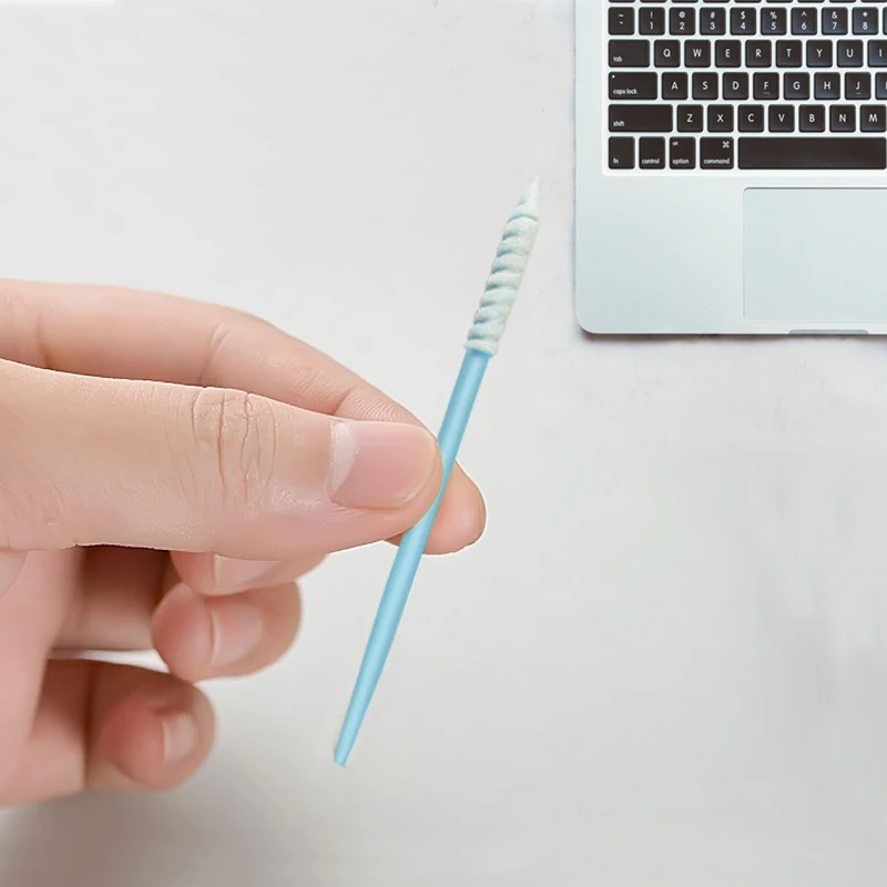 Slim Pointed Spiral Head Foam Polyester Cleanroom Swabs for Electronics Cleaning
