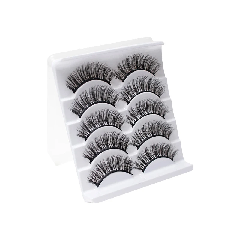 Private Label Fake Eyelashes Manufacturers Eyelashes 5 Pairs  Chemical Fiber Lashes Natural Looking Synthetic Eyelash