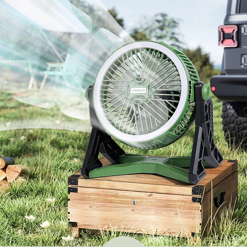 12Inch Dc 3.7V Solar Rechargeable Table Fan With 4 Speed Choice Usb Phone Rechargeable Led Light For Home Outdoor Camping