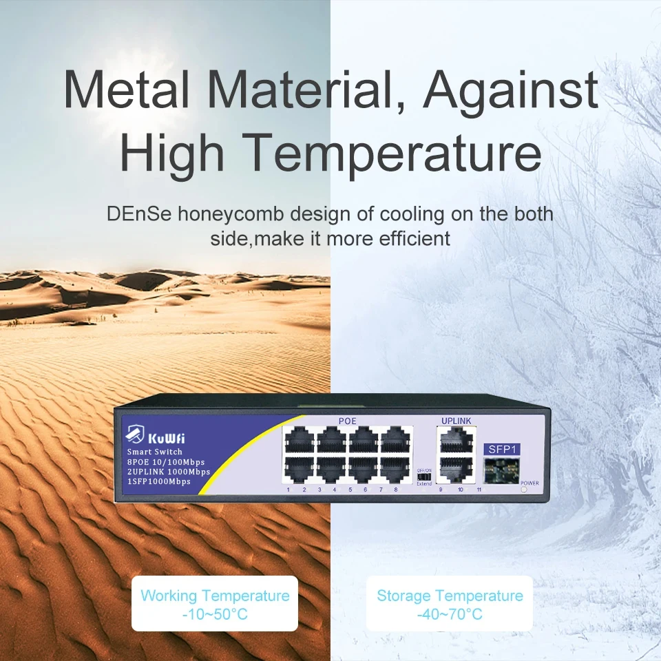 VLAN KuWFi 5.6Gbps wifi extender outdoor switch wifi 250m distance switch wifi ethernet gigabit uplink 100Mbps 8 port poe switch