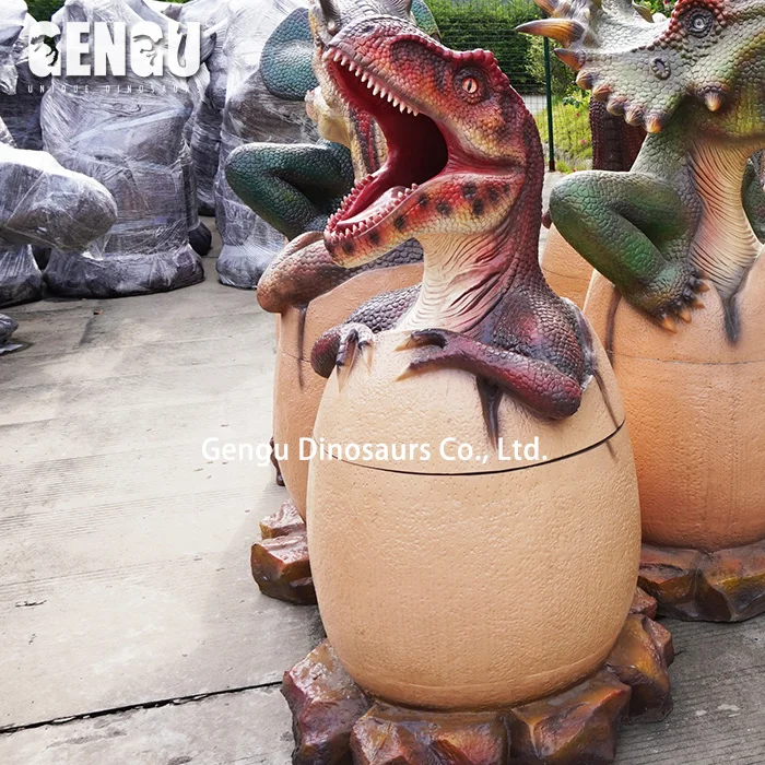 Dinosaur Yard Fiberglass Dinosaur Dustbin Decoration