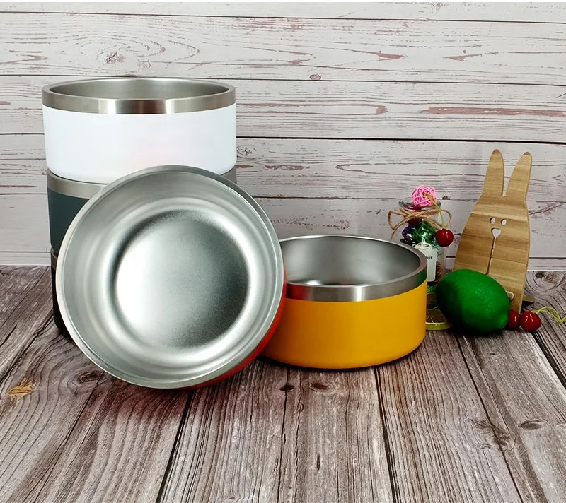  Лидер продаж Amazon миска для корма собак с двойными стенками кормления домашних животных из нержавеющей стали нескользящая мощным покрытием 9 цветов в