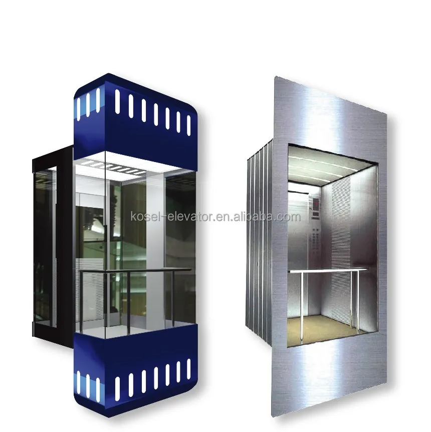 
Glass cabin with traction motor glass shaft home lift 