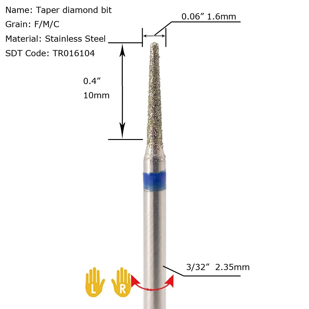Best nail drill for nail technician diamond cuticle bit with taper radius shape