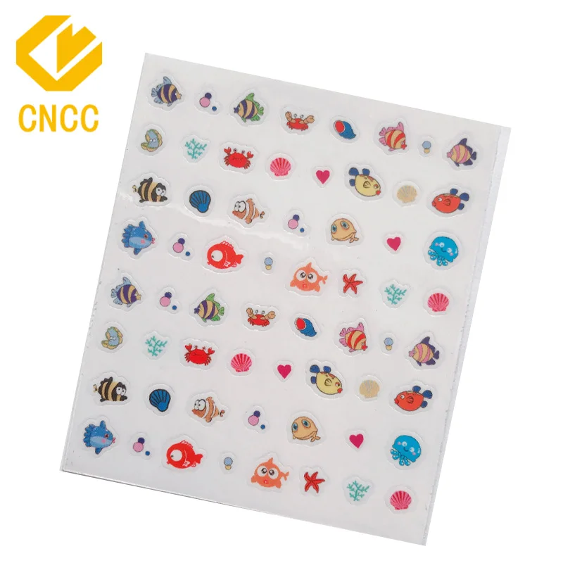 Hot Selling PVC Nail Decor Self Adhesive Kids Nail Foil Sheet Sticker Cartoon Letter Girls Nail Sticker