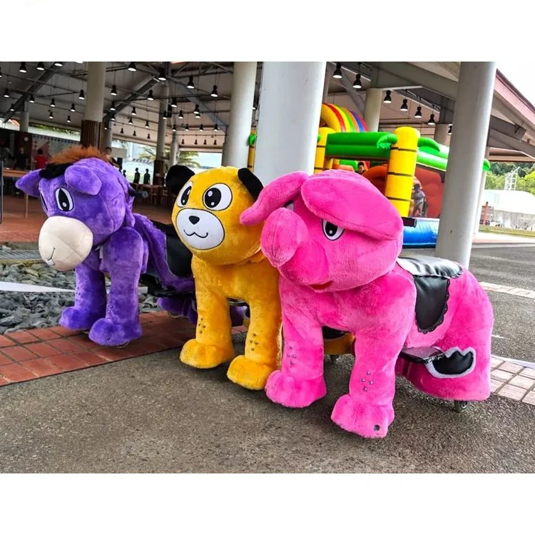 Unisex Electric Plush Dog Toy on Wheels Bear & Elephant Zoo Park Animal Ride Coin Operation for Kids Both Boys and Girls