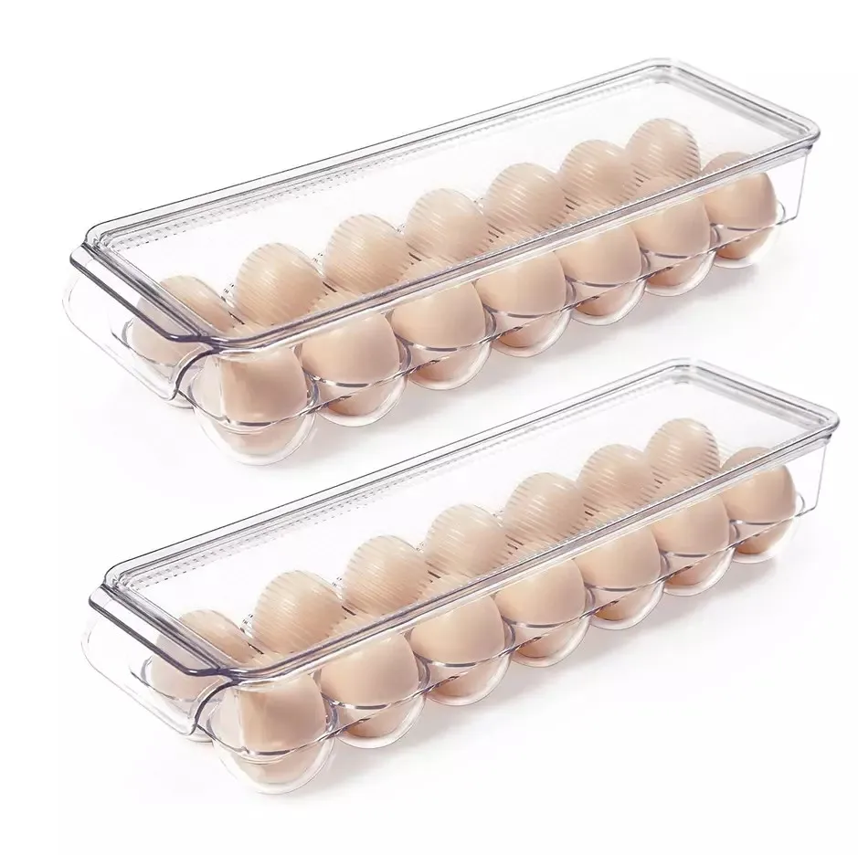 Stackable Refrigerator Egg Storage Bin With Lid