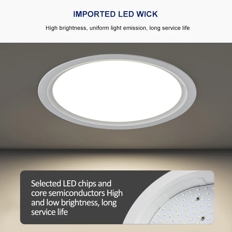Easy Installation SMD Round Panel Down Light LED Recessed Trimless Ceiling Downlight