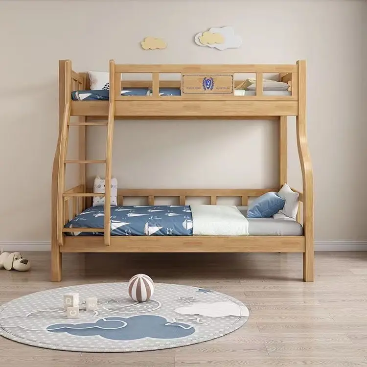 Rubberwood adults and children double bed home Factory Custom twin loft bed frame for kids