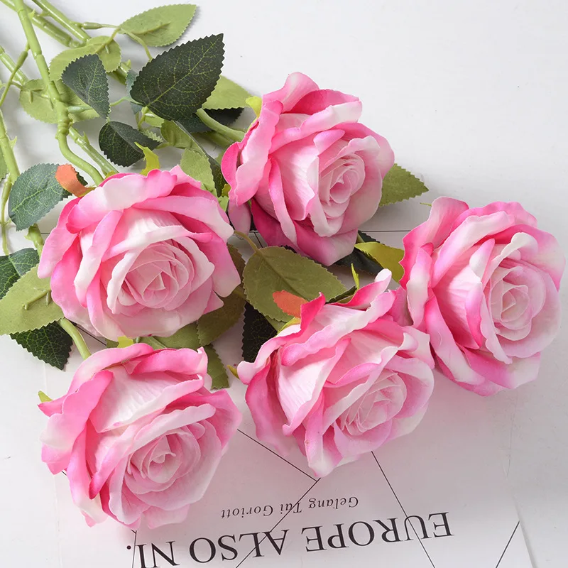 Factory New Product Artificial Single Velvet Roses Flower Decorative Flowers