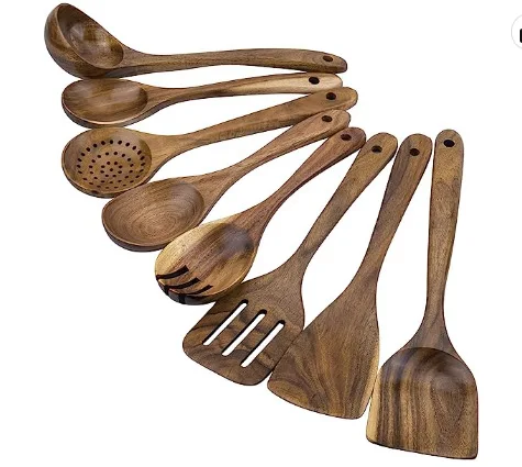 High Quality Acacia Wood Cooking Utensils Kitchen Utensils Set Cookware 7 8 9 Pieces Professional Kitchen Utensils For Kitchen