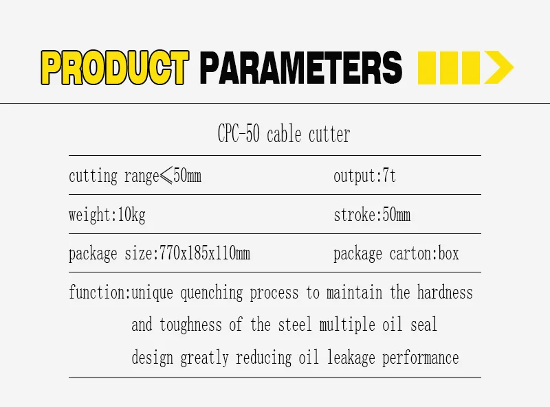 cable hydraulic cutting tool type manual hydraulic cable cutter CPC-50