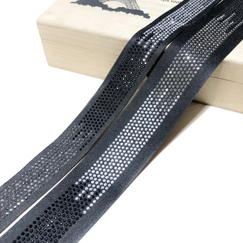 2.5cm black knitting belt hot fix rhinestones lace trims  irregular edging pants belt lace processing  printing crafts tape