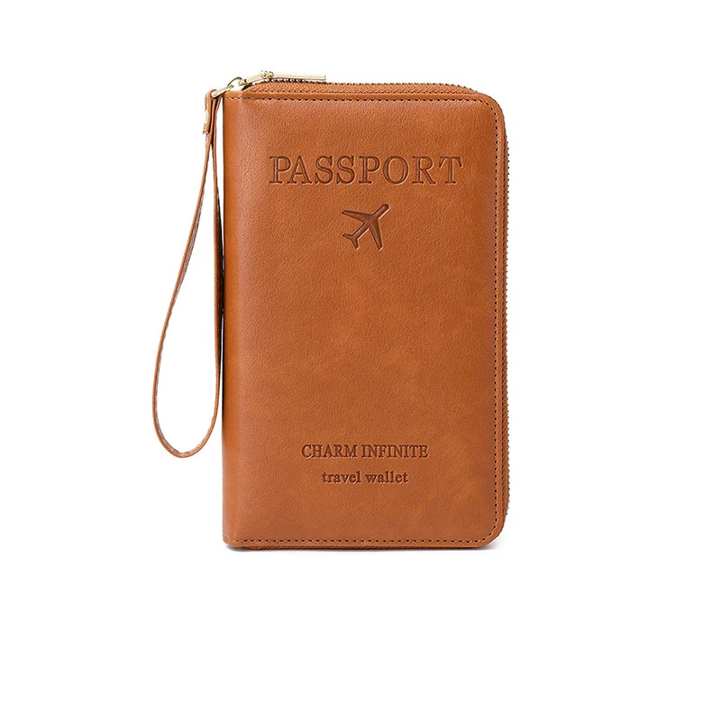 Hot Selling PU Leather Passport Bag Waterproof RFID Passport Wallet with Zipper