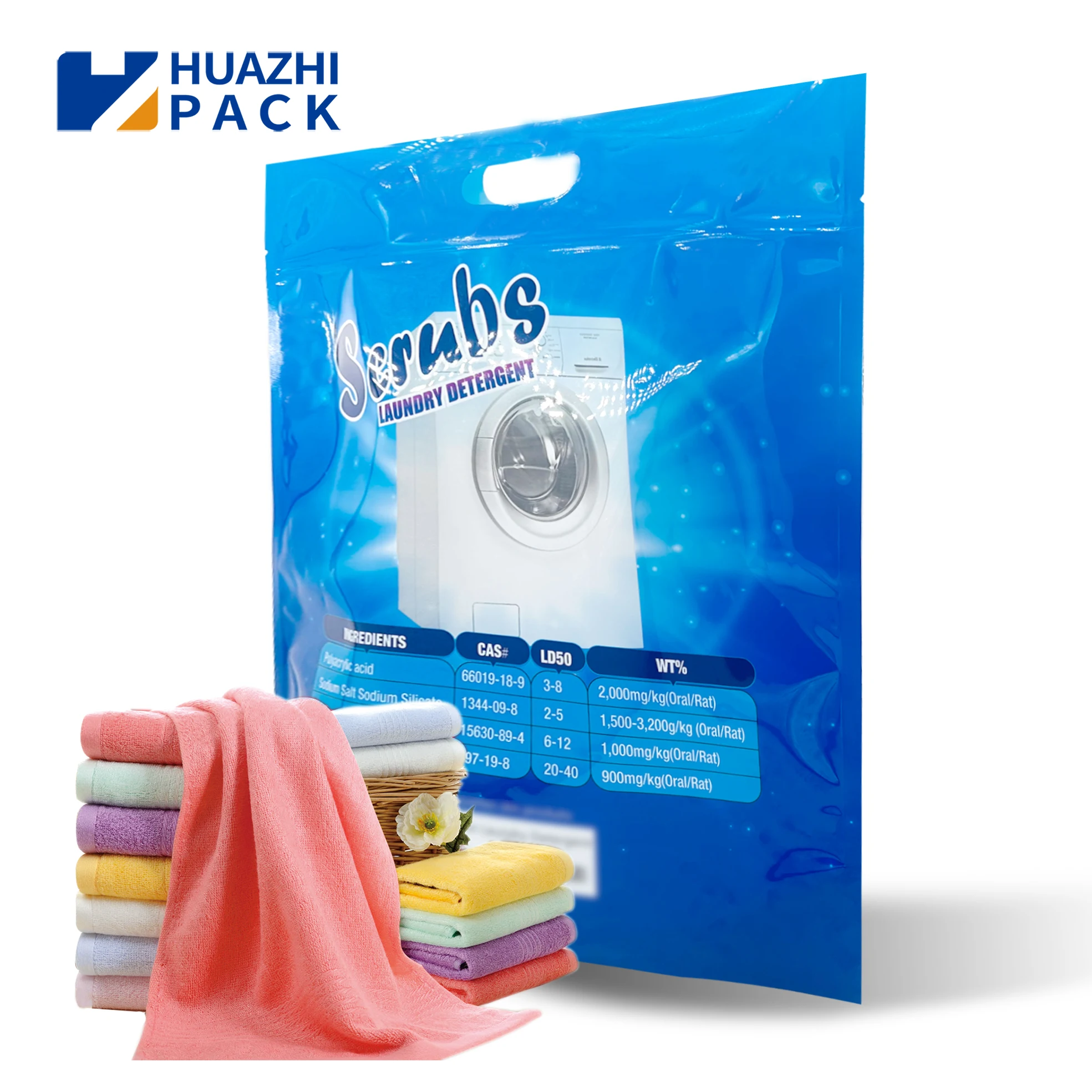 High quality 5KG stand up zipper pouch for detergent laundry washing powder packaging doypack bags with zipper