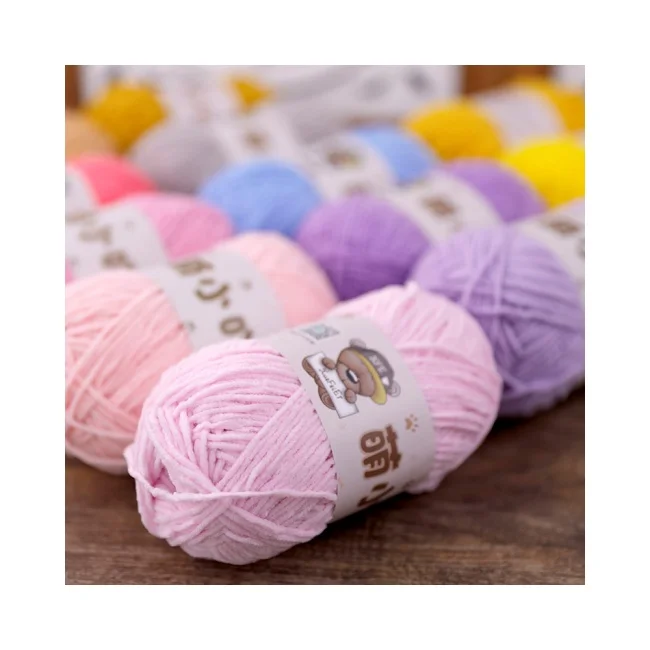 Factory direct polyester chenille wool knitting handmade pendant matte dyed yarn spun filament style