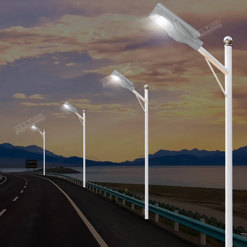 ALLTOP High Lumen Ip65 Waterproof Parking Lot SMD 30w 60w 90w 120w 150w Dimmable All In One Solar LED Street Light