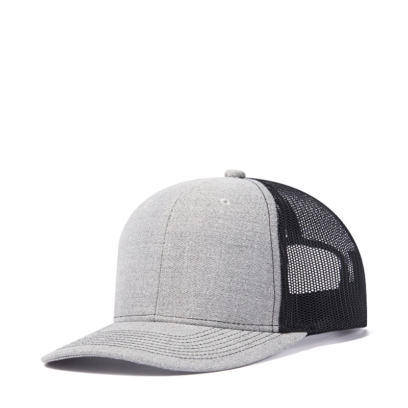 Wholesale Custom High Quality Richardson Style 6 Panel Heather Grey 3D Embroidery Model Mesh Trucker Caps Hat