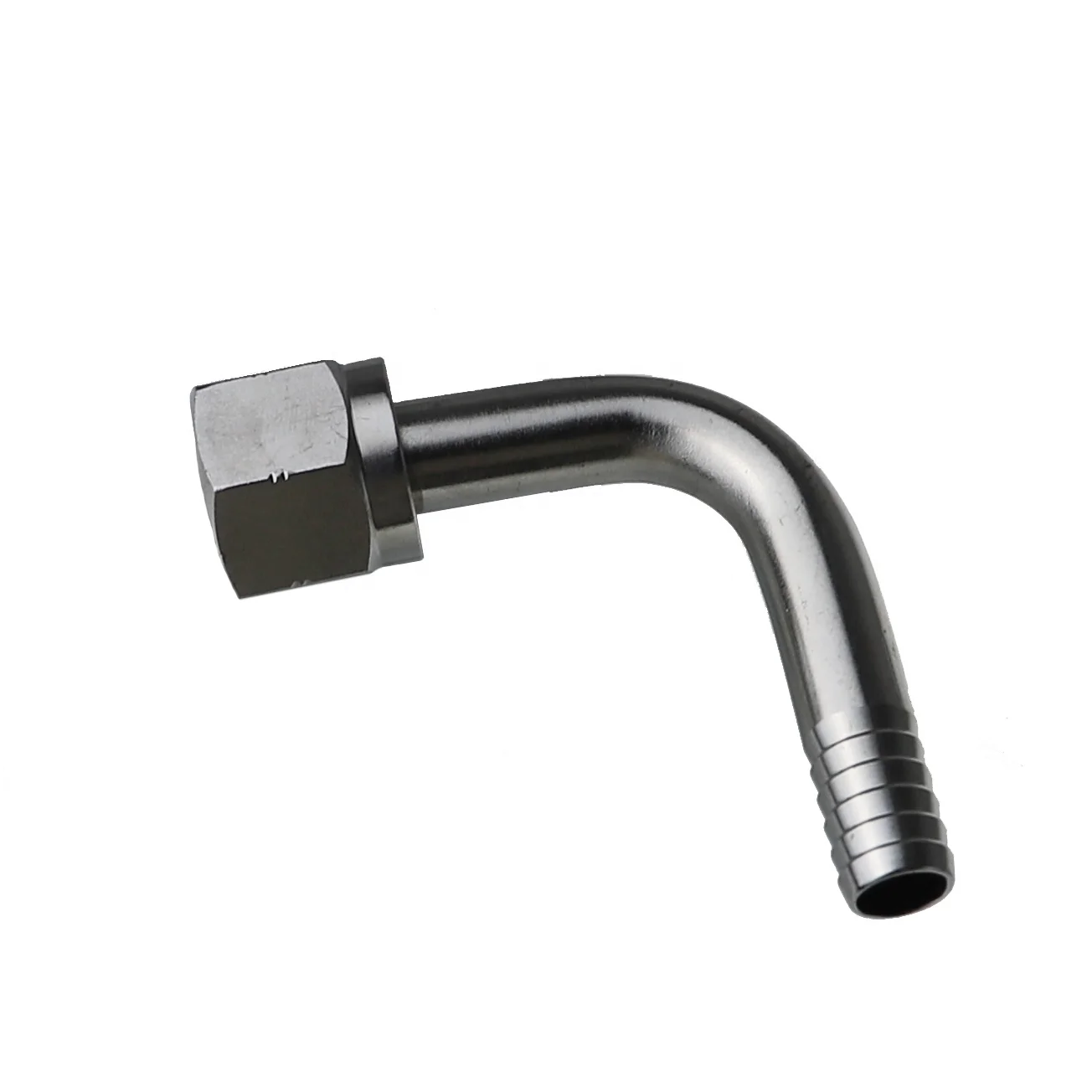 Hydraulic Sanitary Stainless Steel 304 Beverage fitting hose barb elbow adapter connect pipe with swivel hex nut