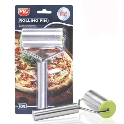 Stainless Steel Baking Tools Rolling Stick Non Stick Dumpling Rolling Pin with Wheel