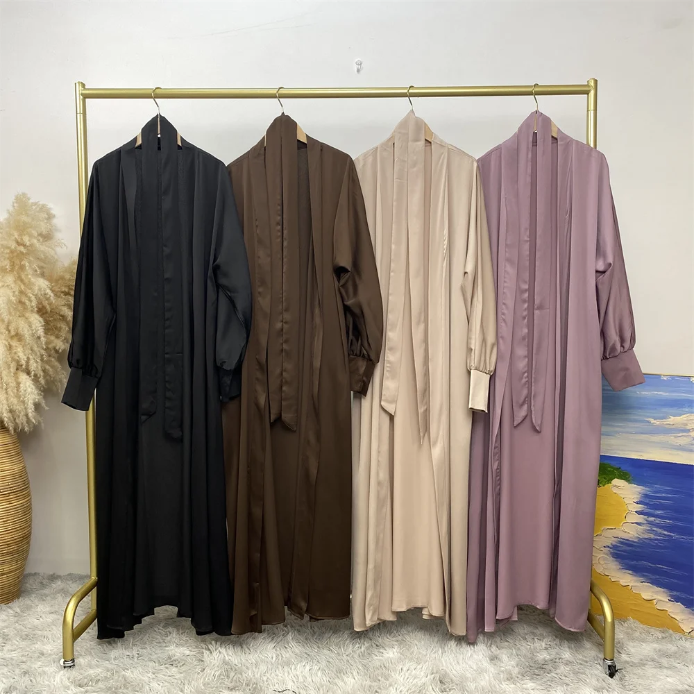 1975# Luxury Soft Fabric Modest Dubai Fashion Cardigan Modern Ladies Simple Open Abaya