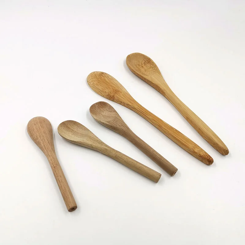 customized Japanese style  infant mini ice cream training wooden feeding baby spoon