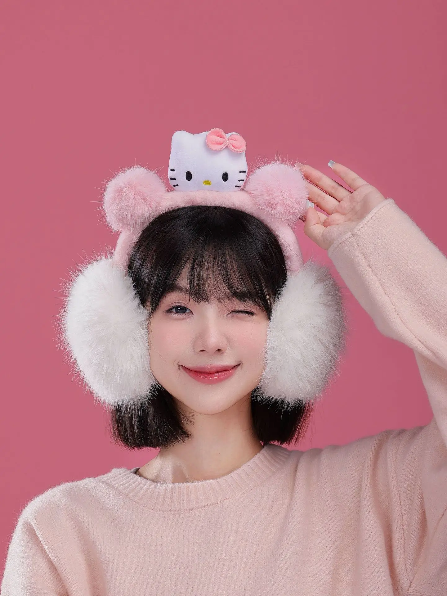 Botu Sanrioed Kulomi Warm Earmuffs Thickened Melody cinnamon Anime Velvet Earmuffs Winter Cartoon Cute Earbags Gift for Kids