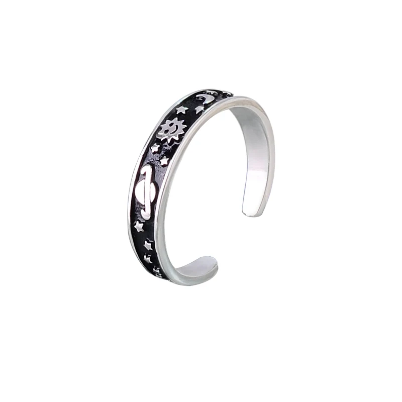 High Quality Women Men Hip Hop Punk Fashion Jewelry Rings 925 Sterling Silver Couple Rings